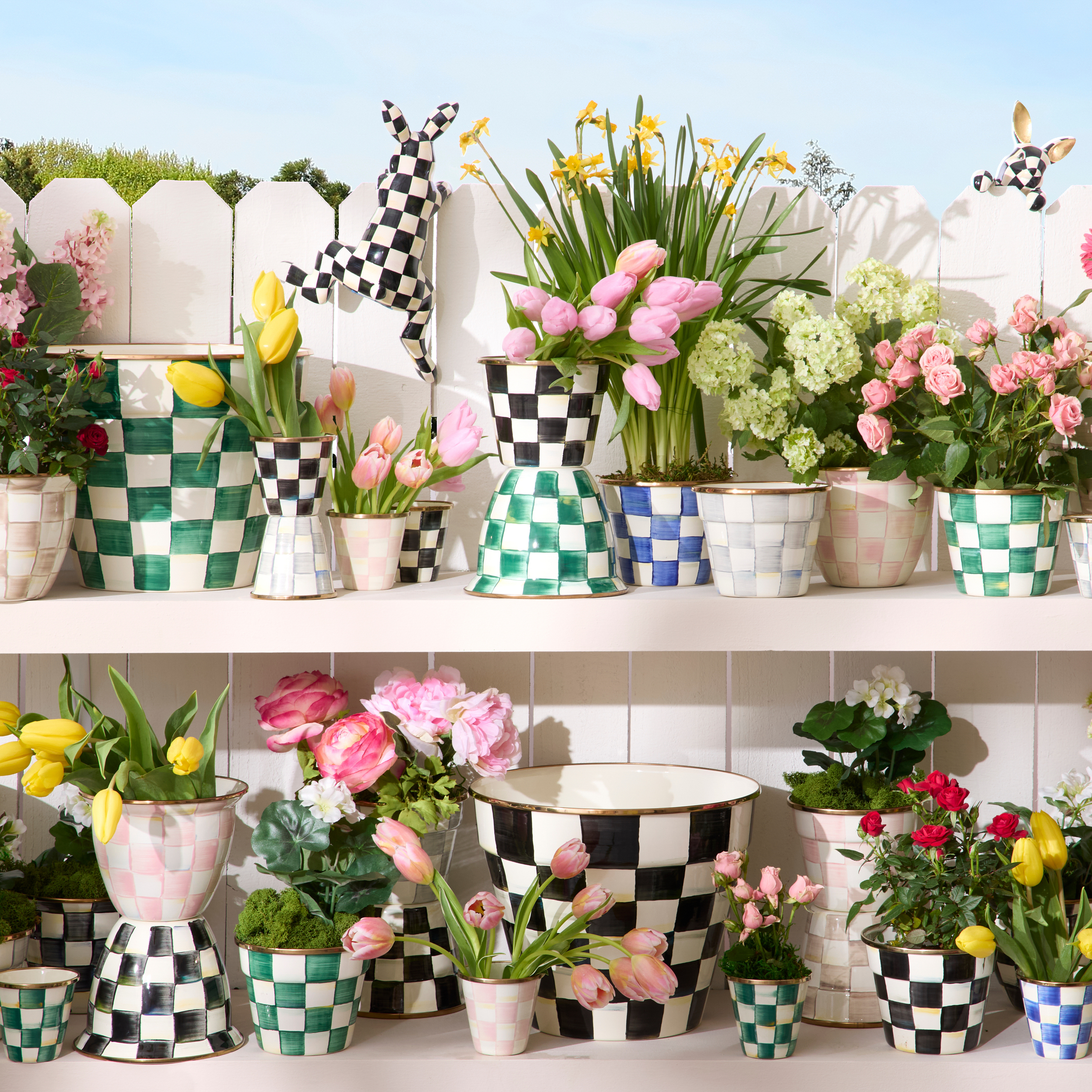 MacKenzie-Childs | Emerald Check Large Flower Pot