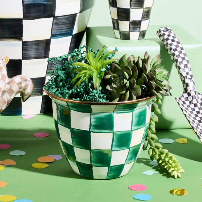Emerald Check Large Flower Pot image number 3