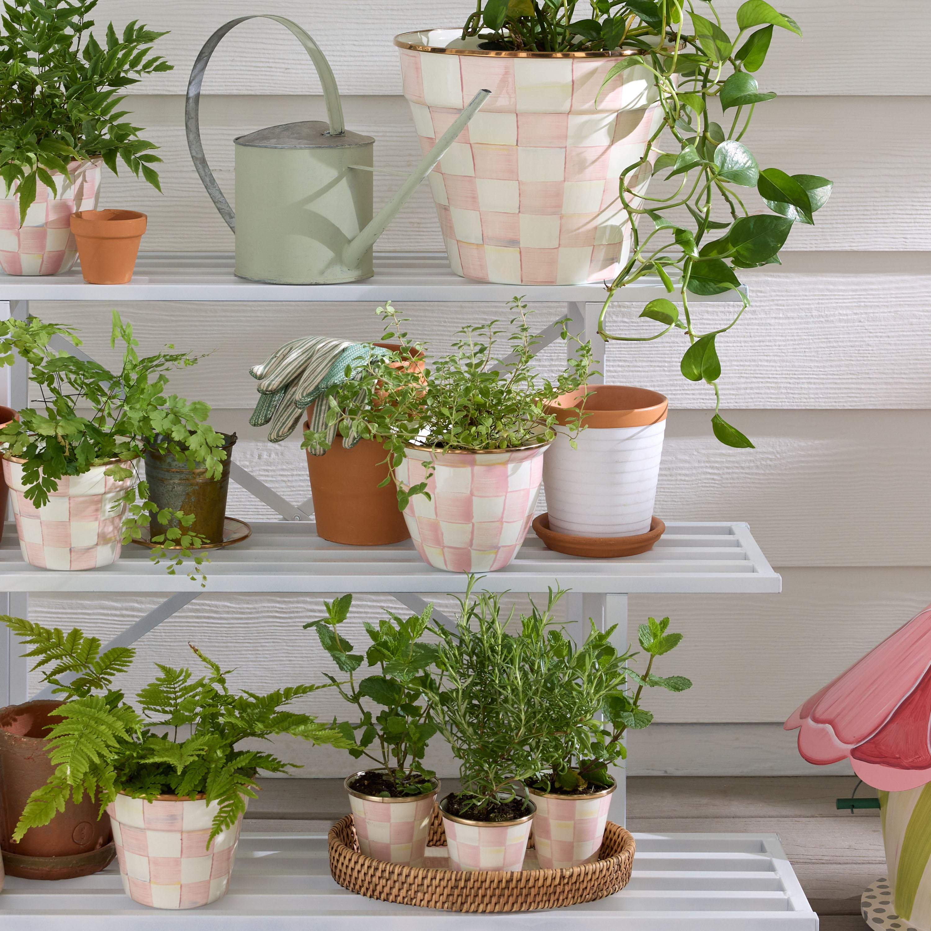 MacKenzie-Childs | Rosy Check Large Flower Pot