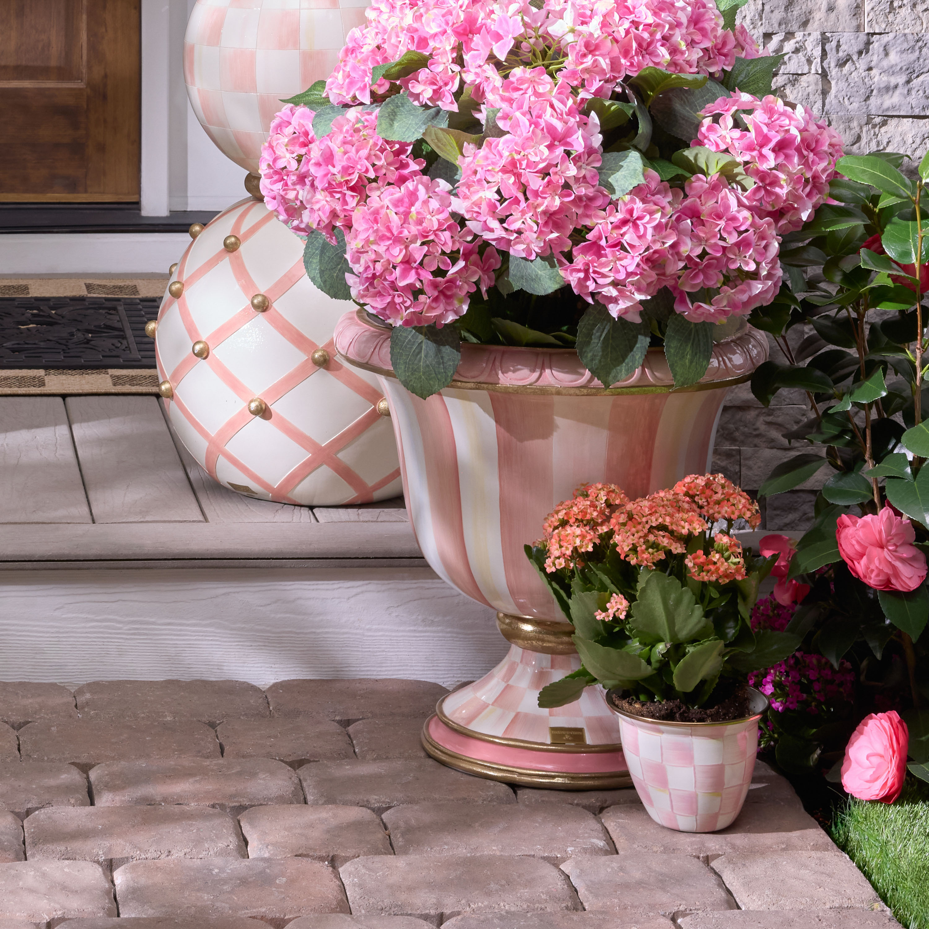 MacKenzie-Childs | Rosy Check Large Flower Pot