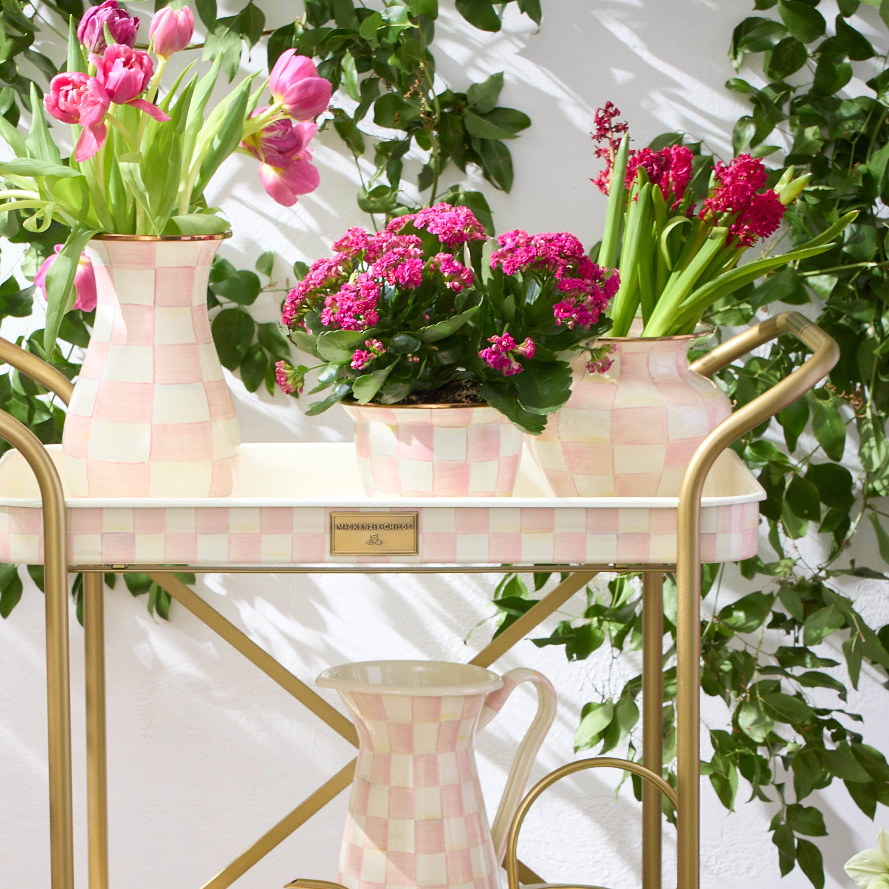 MacKenzie-Childs | Rosy Check Large Flower Pot