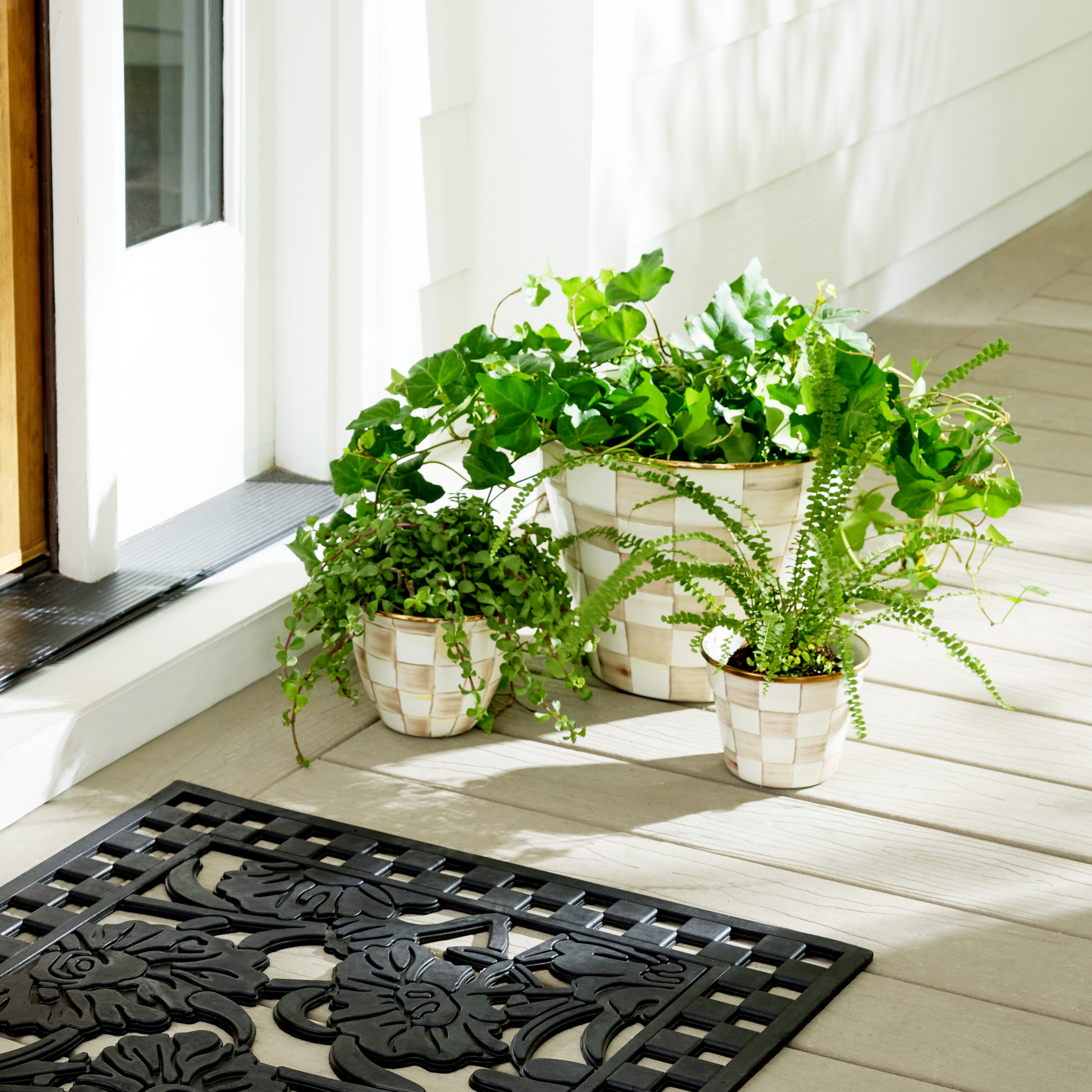 MacKenzie-Childs | Mocha Check Large Flower Pot