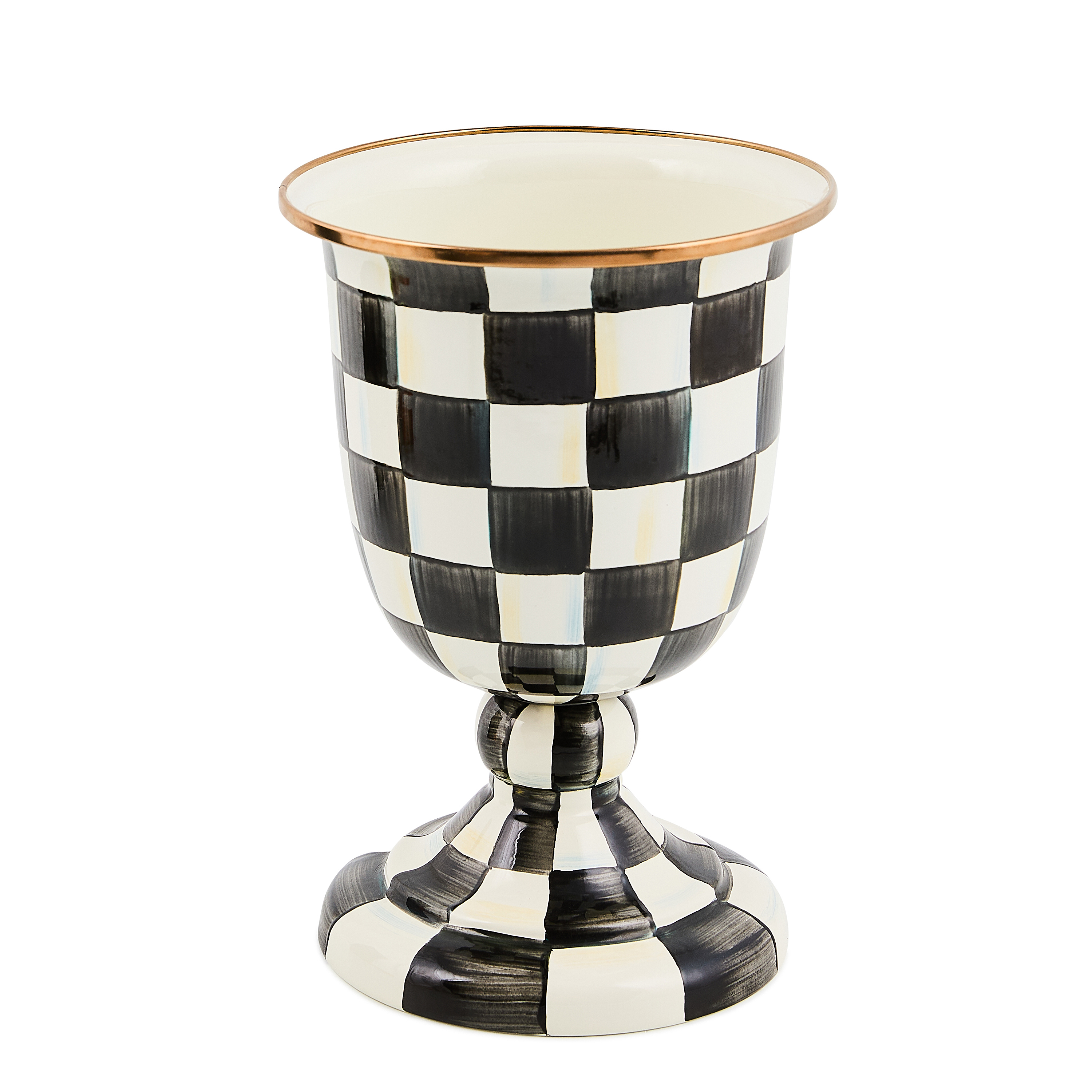 MacKenzie-Childs Courtly Check Pedestal Vase - Thumbnail 3