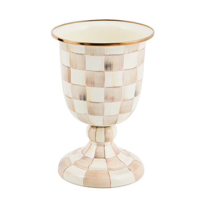 Mocha Check Pedestal Vase image number 0