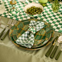 Emerald Check Napkin Rings, Set of 4