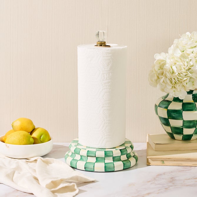 Emerald Check Paper Towel Holder image number 1