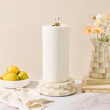 Mocha Check Paper Towel Holder