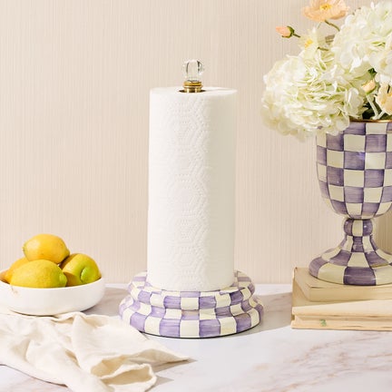 Violet Check Paper Towel Holder