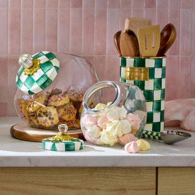 Sweets Jar with Emerald Check Lid image number 1
