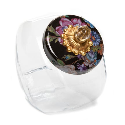 Sweets Jar with Black Flower Market Lid
