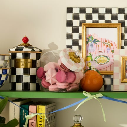 Sweets Jar with Rosy Check Enamel Lid