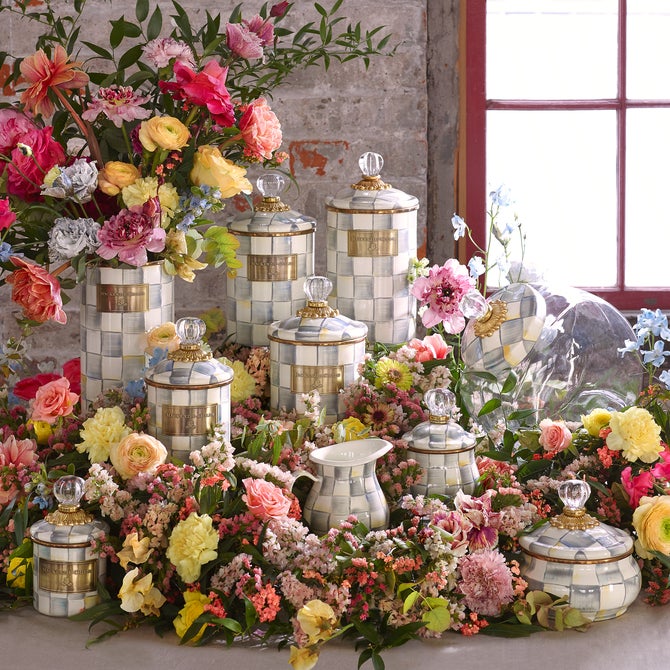 MacKenzie-Childs | Sterling Check Mini Canister