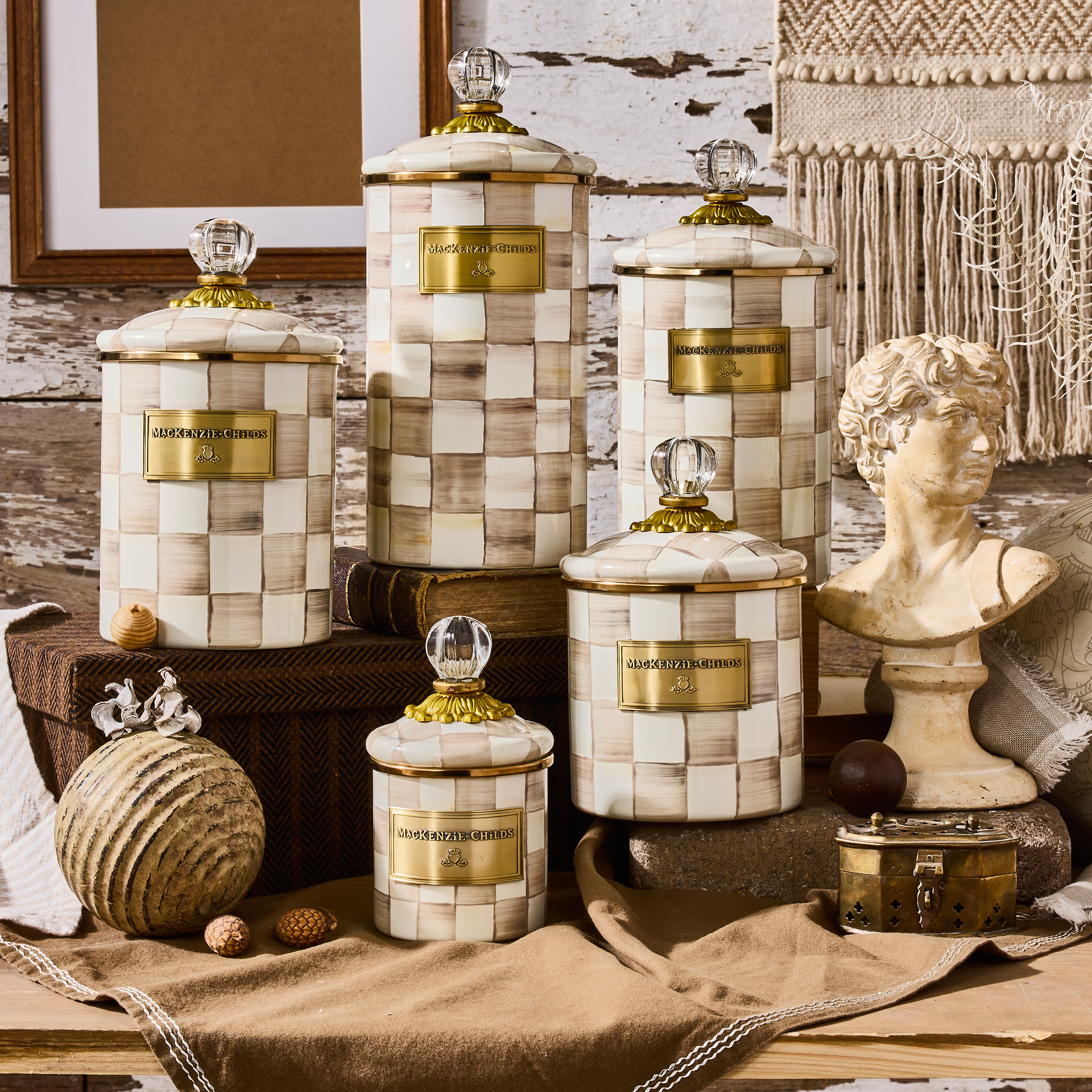 MacKenzie-Childs | Mocha Check Mini Canister
