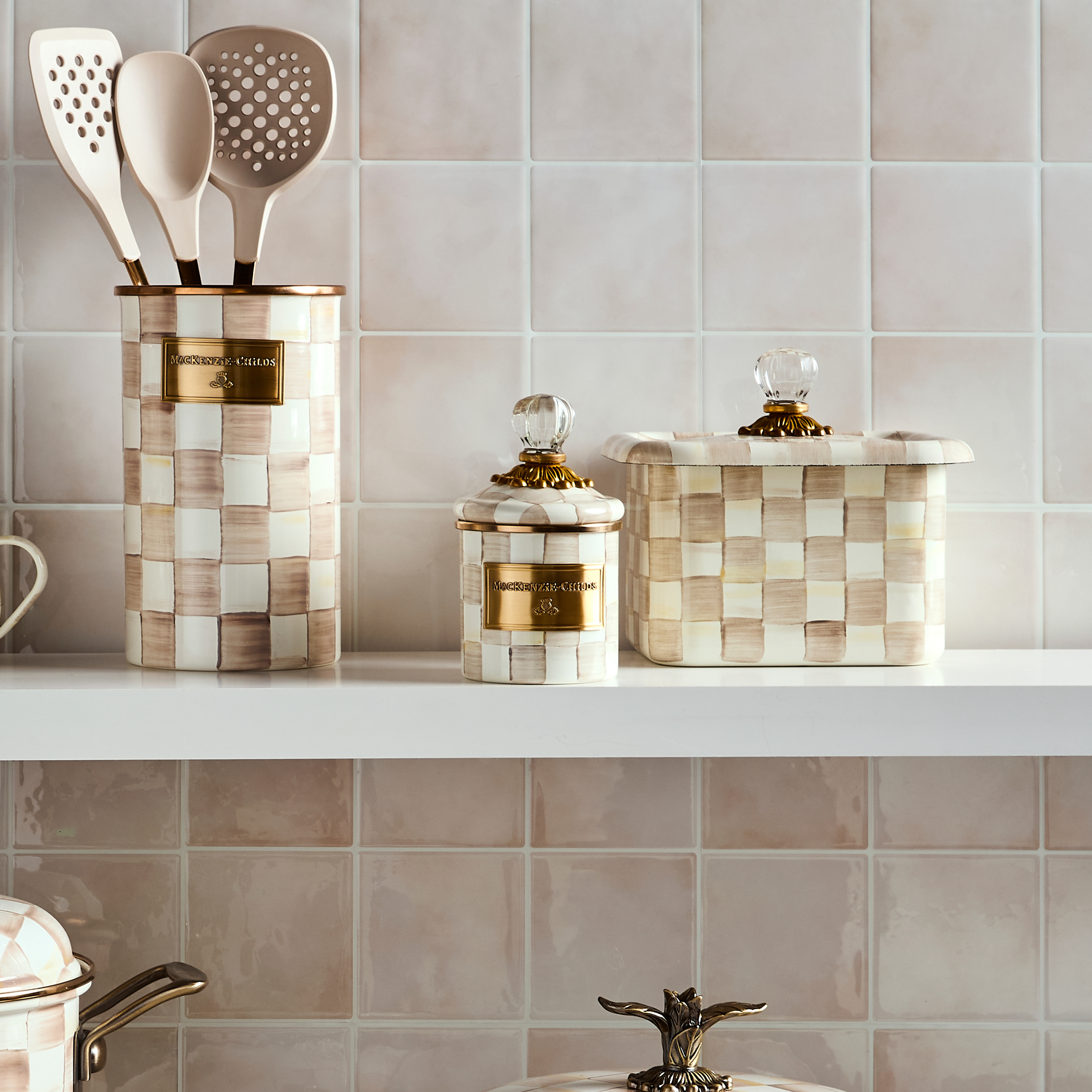 MacKenzie-Childs | Mocha Check Mini Canister