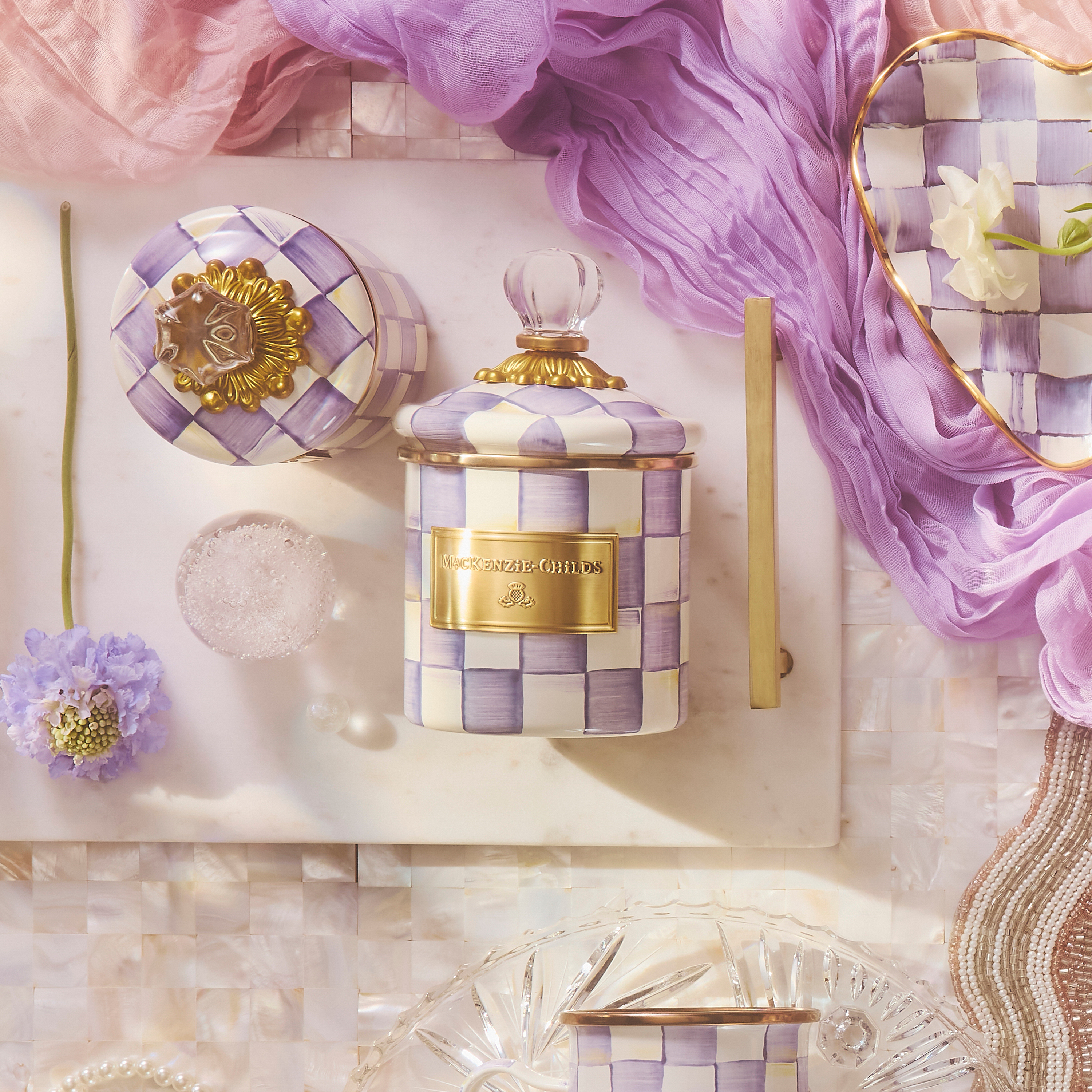 MacKenzie-Childs | Violet Check Demi Canister
