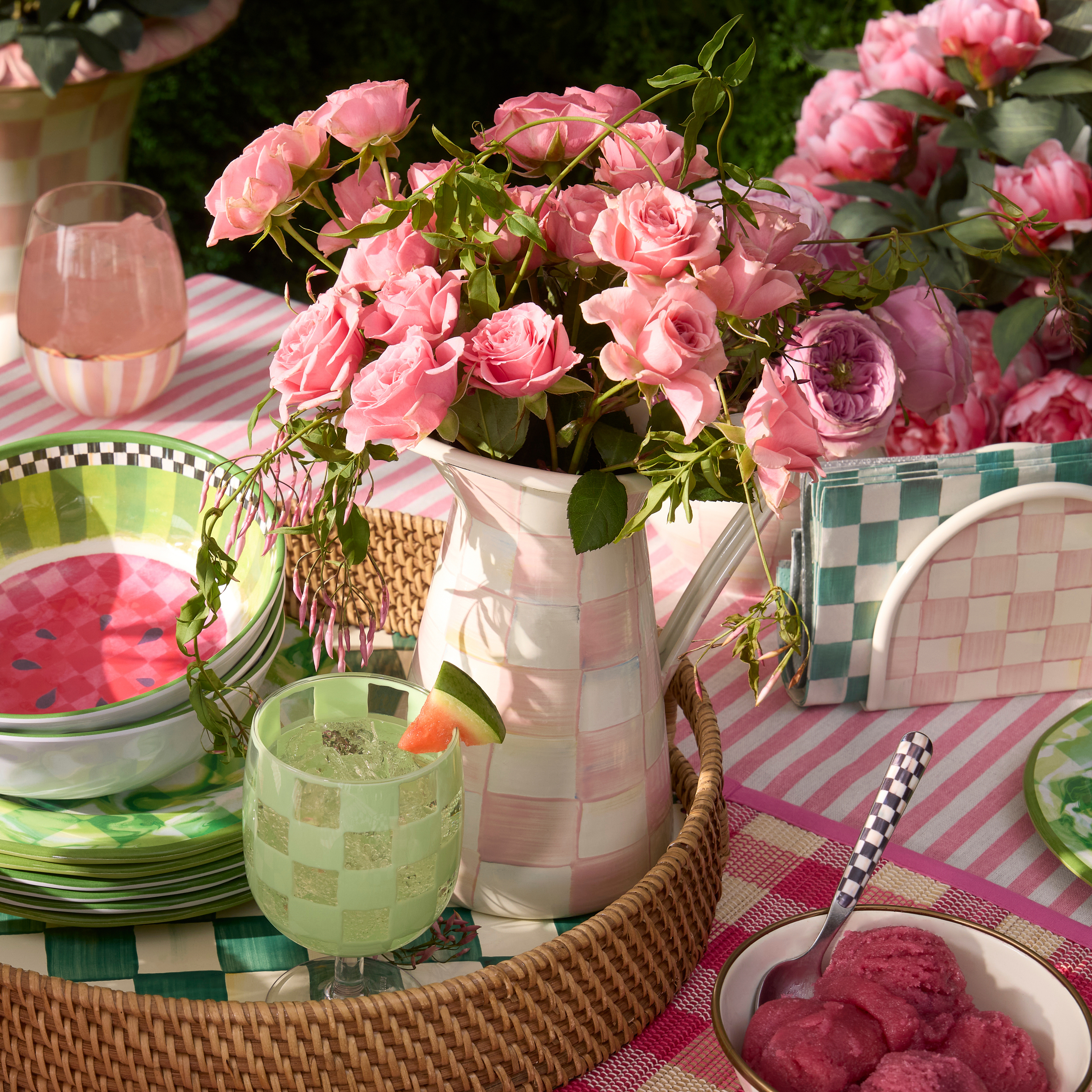 MacKenzie-Childs | Rosy Check Medium Practical Pitcher
