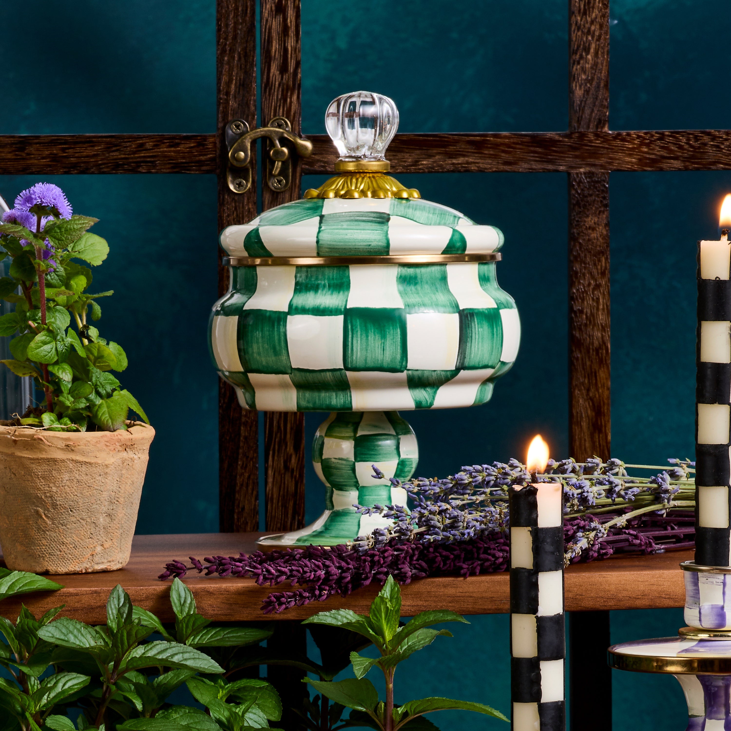 MacKenzie-Childs | Emerald Check Curiosity Pot