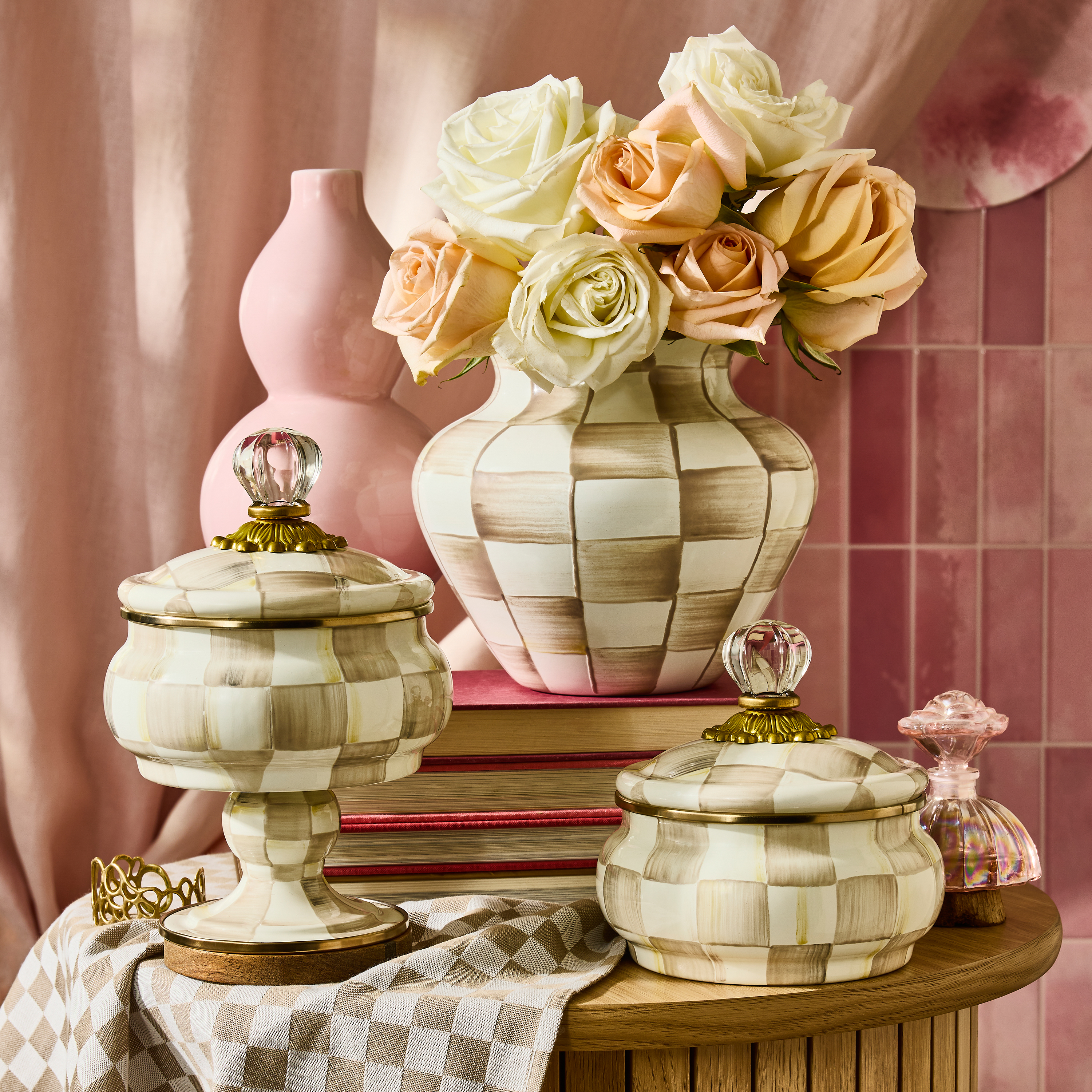 MacKenzie-Childs | Mocha Check Curiosity Pot