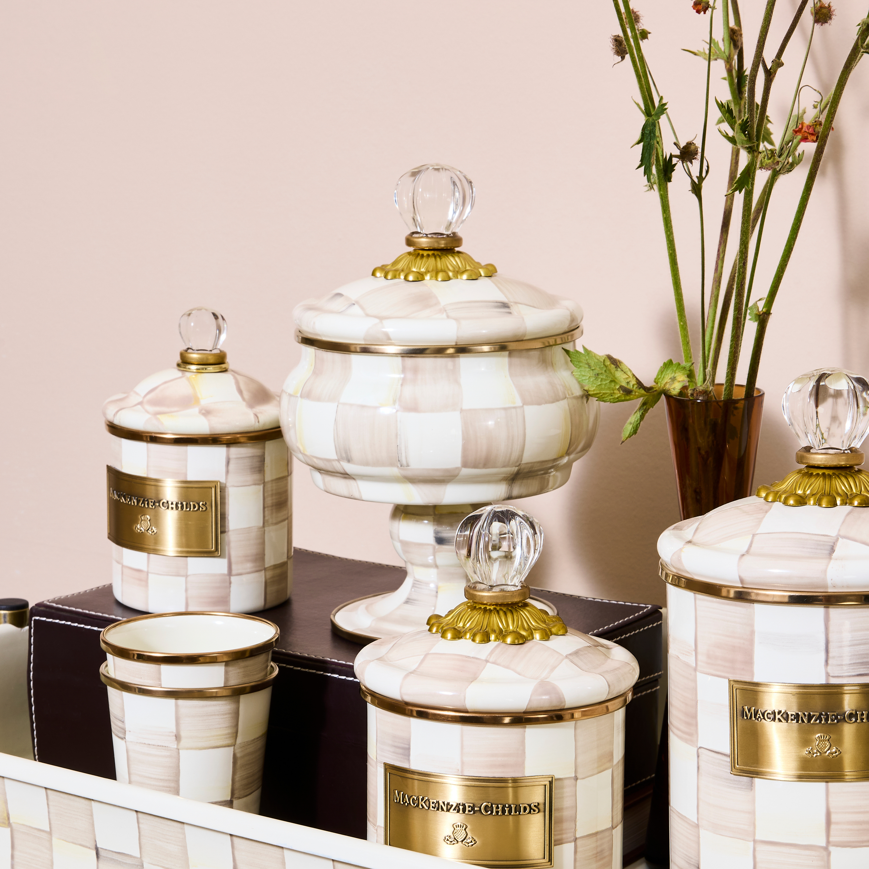MacKenzie-Childs | Mocha Check Curiosity Pot