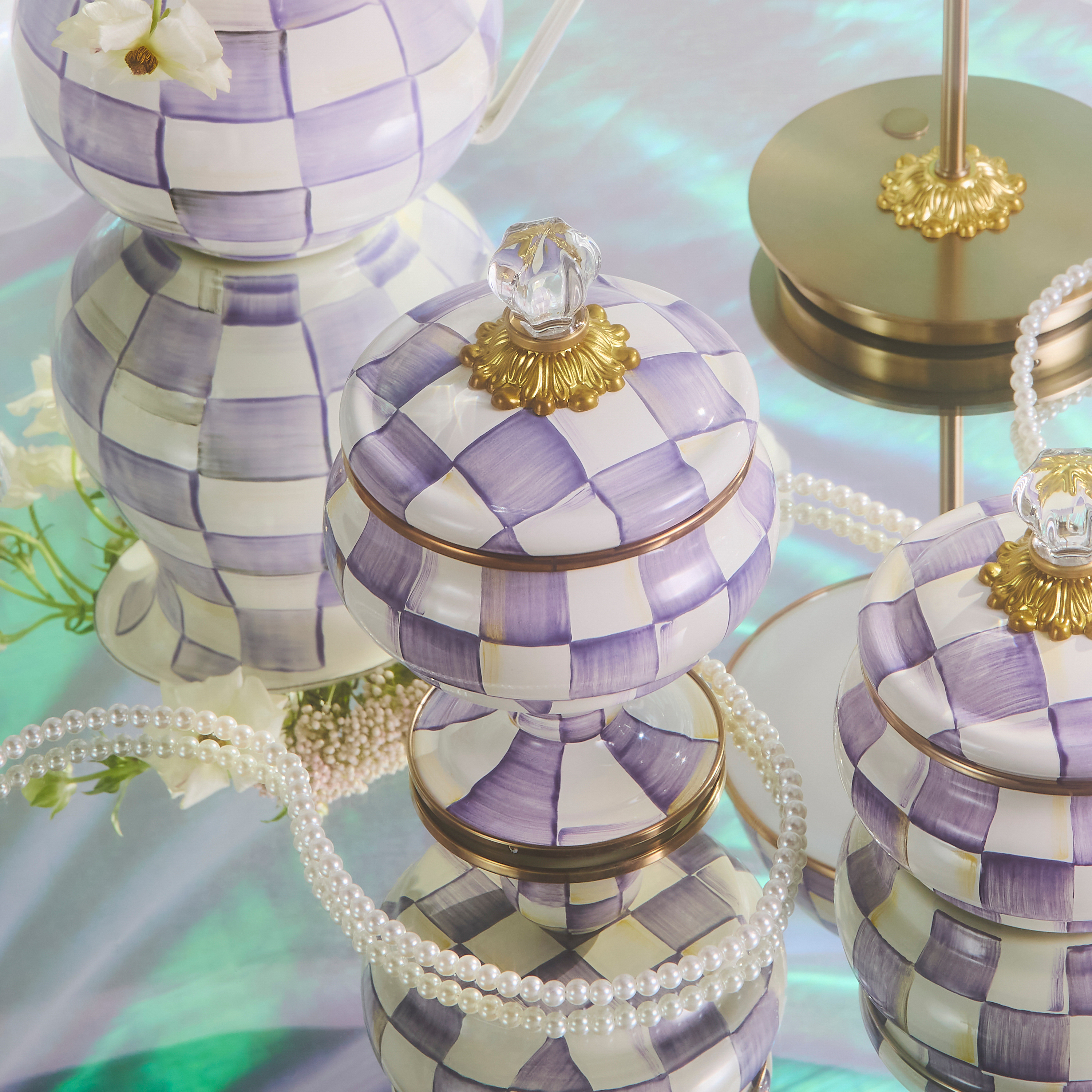 MacKenzie-Childs | Violet Check Curiosity Pot