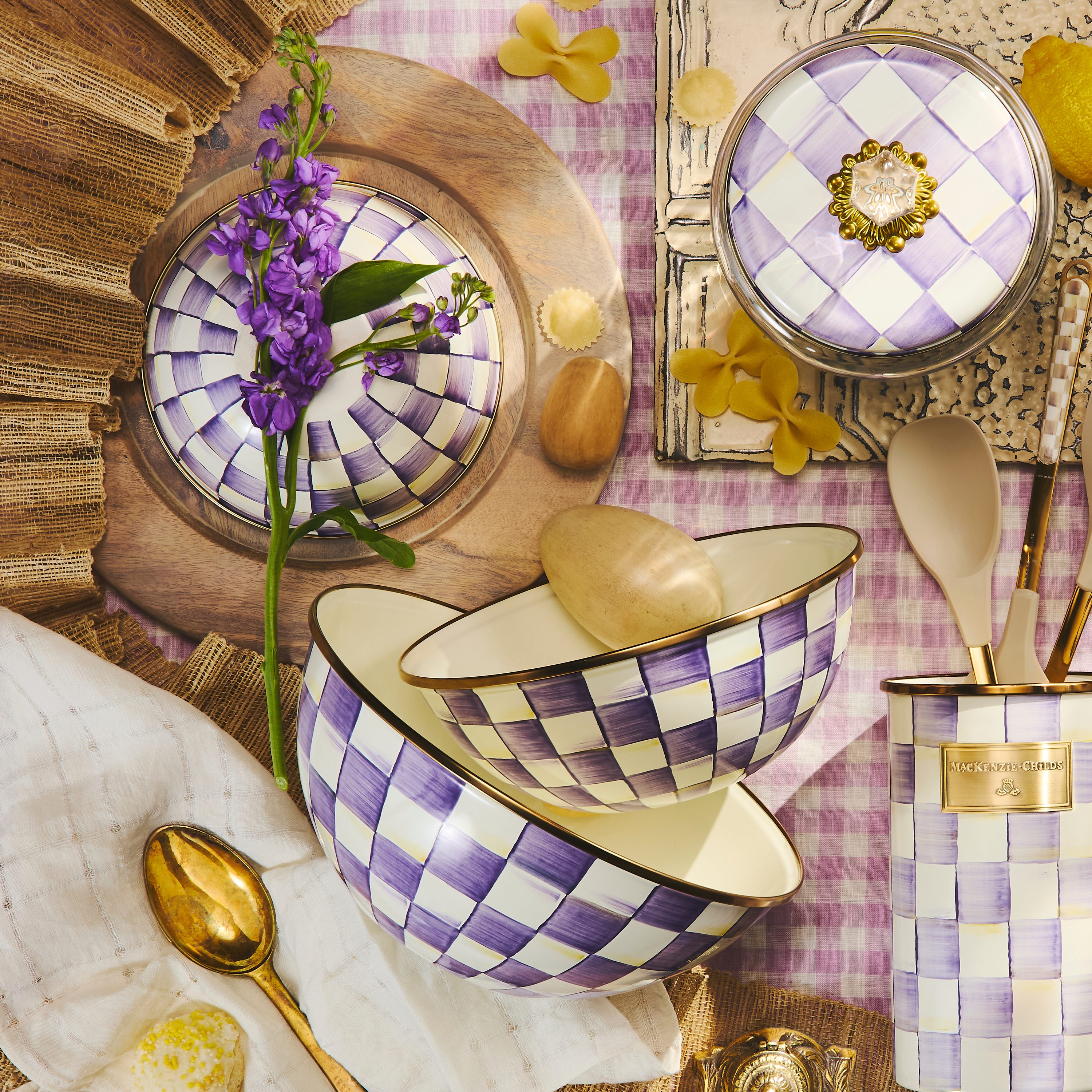 MacKenzie-Childs | Violet Check Small Everyday Bowl