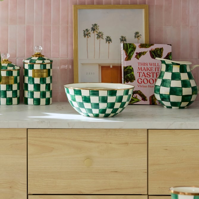 Emerald Check Enamel Everyday Bowl image number 6