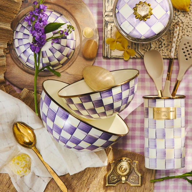 Violet Check Large Everyday Bowl image number 1