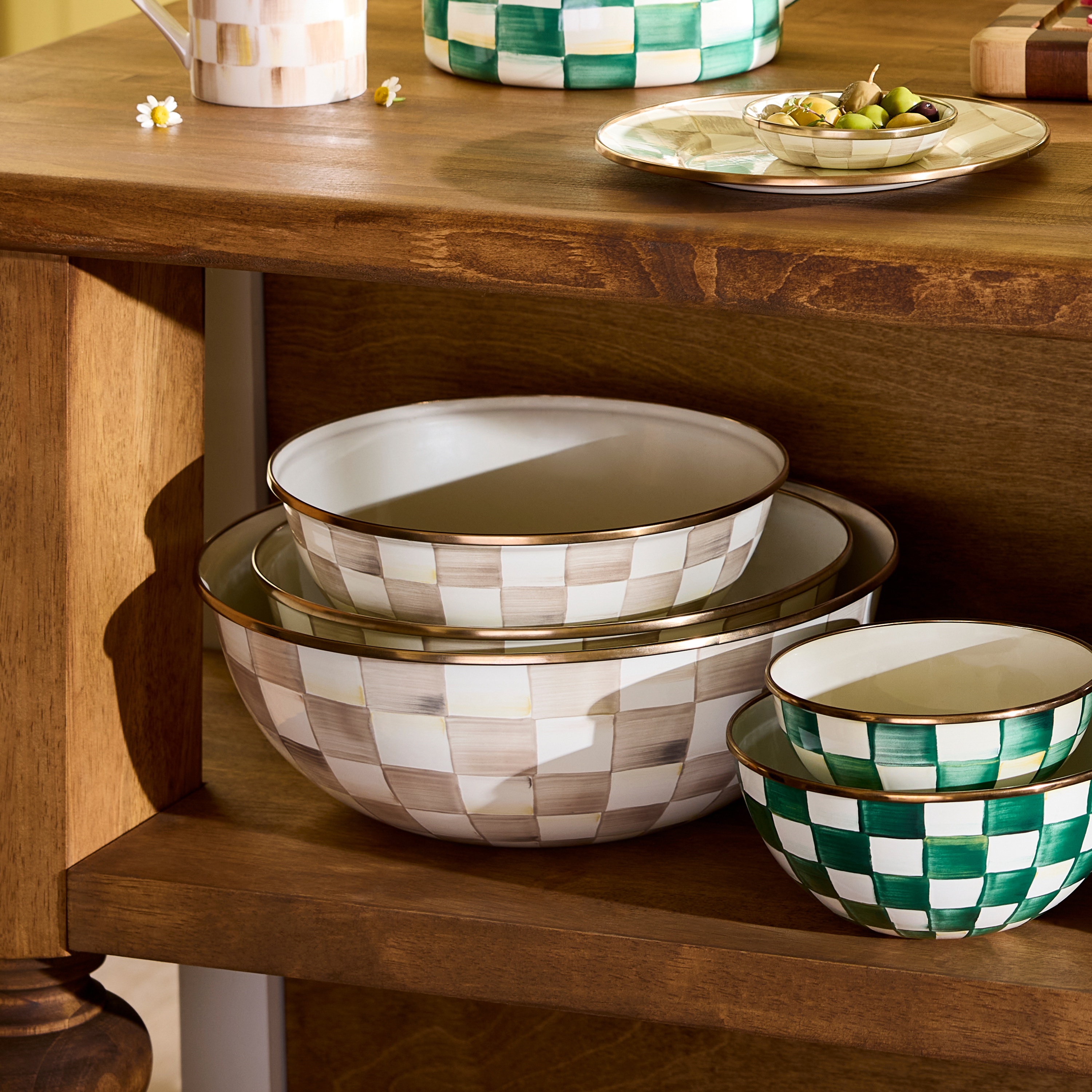 ♩　Mackenzie-childs　マッケンジーチャイルズ　ボウル MacKenzie-Childs | Mocha Check Extra Large Everyday Bowl