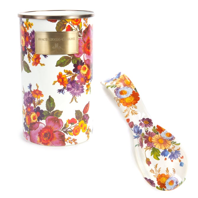 Flower Market Enamel Spoon Rest & Utensil Holder Set image number 1
