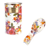 Flower Market Enamel Spoon Rest & Utensil Holder Set