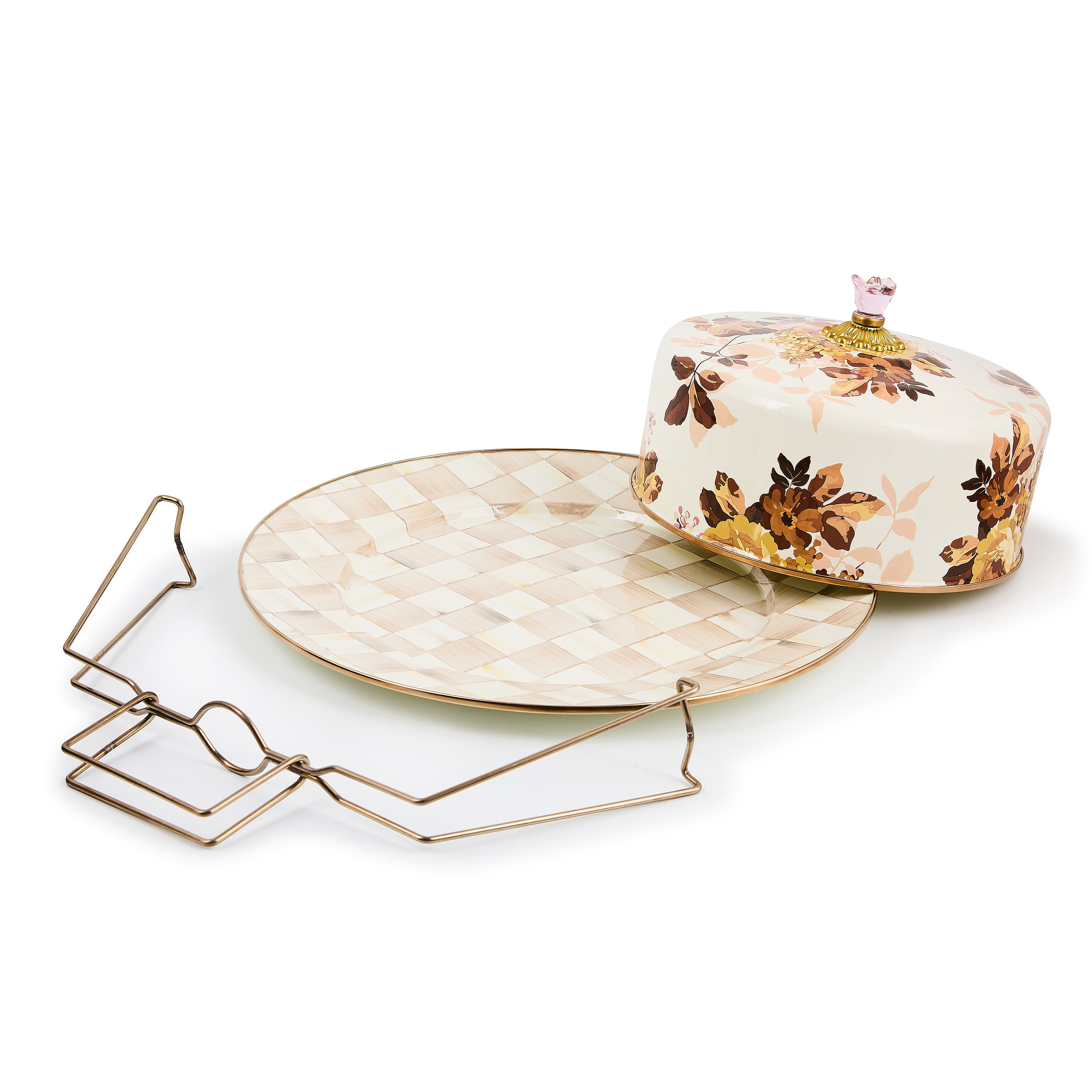 MacKenzie-Childs | Wild Rose White Cake Carrier
