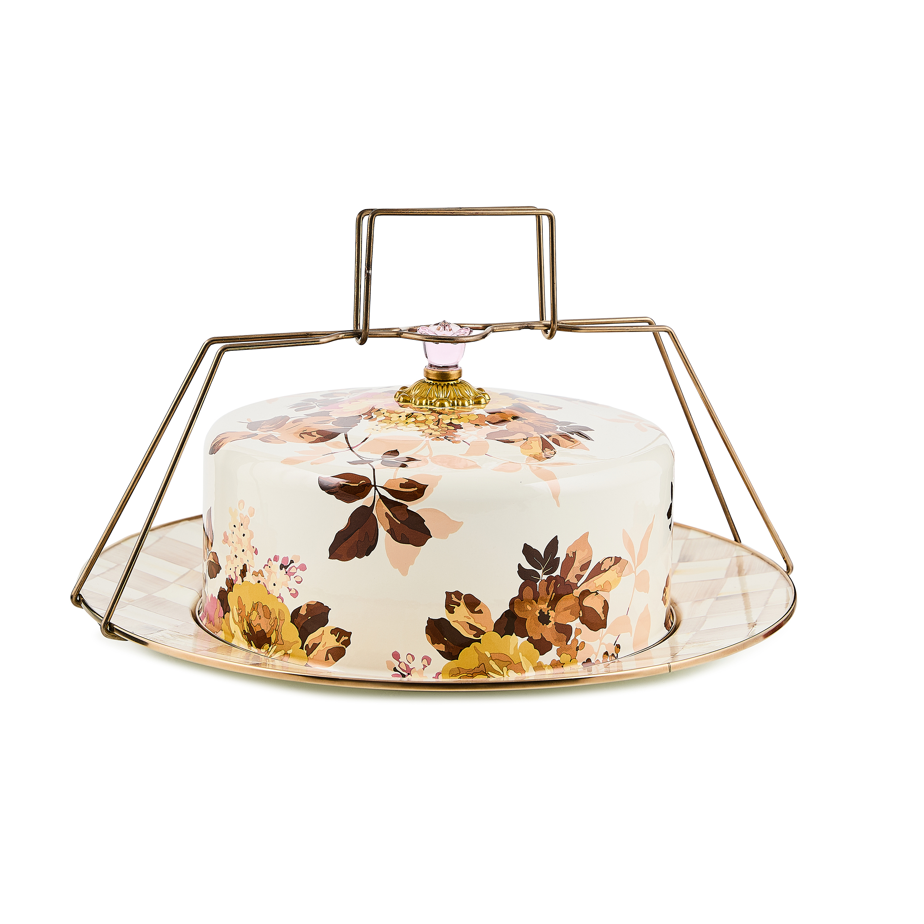 MacKenzie-Childs | Wild Rose White Cake Carrier