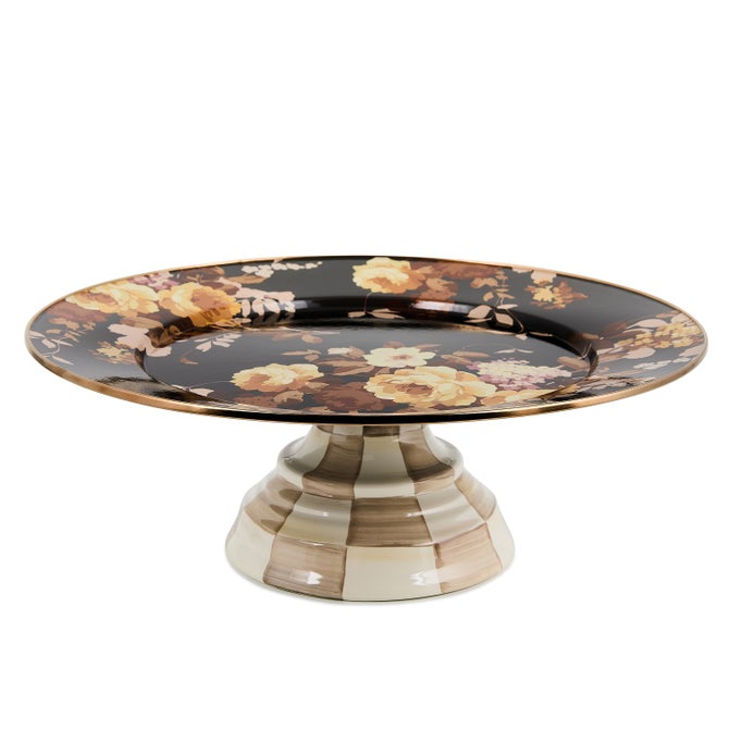 Wild Rose Brown Large Pedestal Platter image number 0