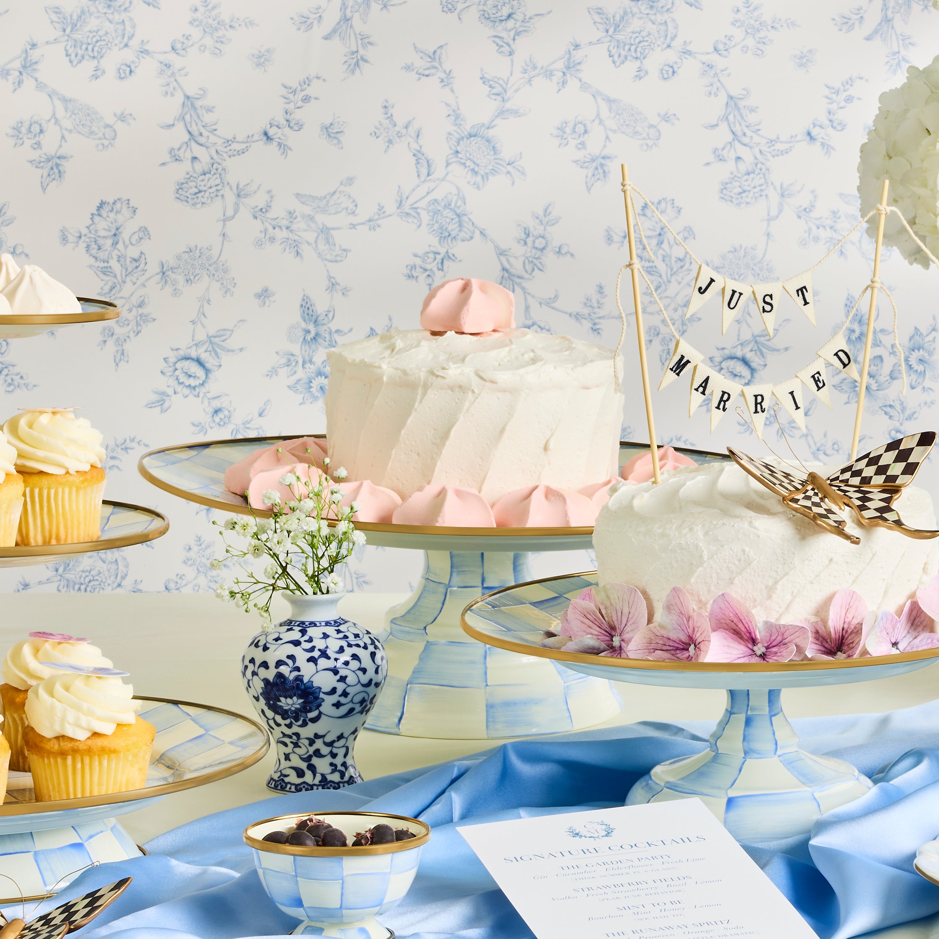 MacKenzie-Childs | Sky Check Large Pedestal Platter
