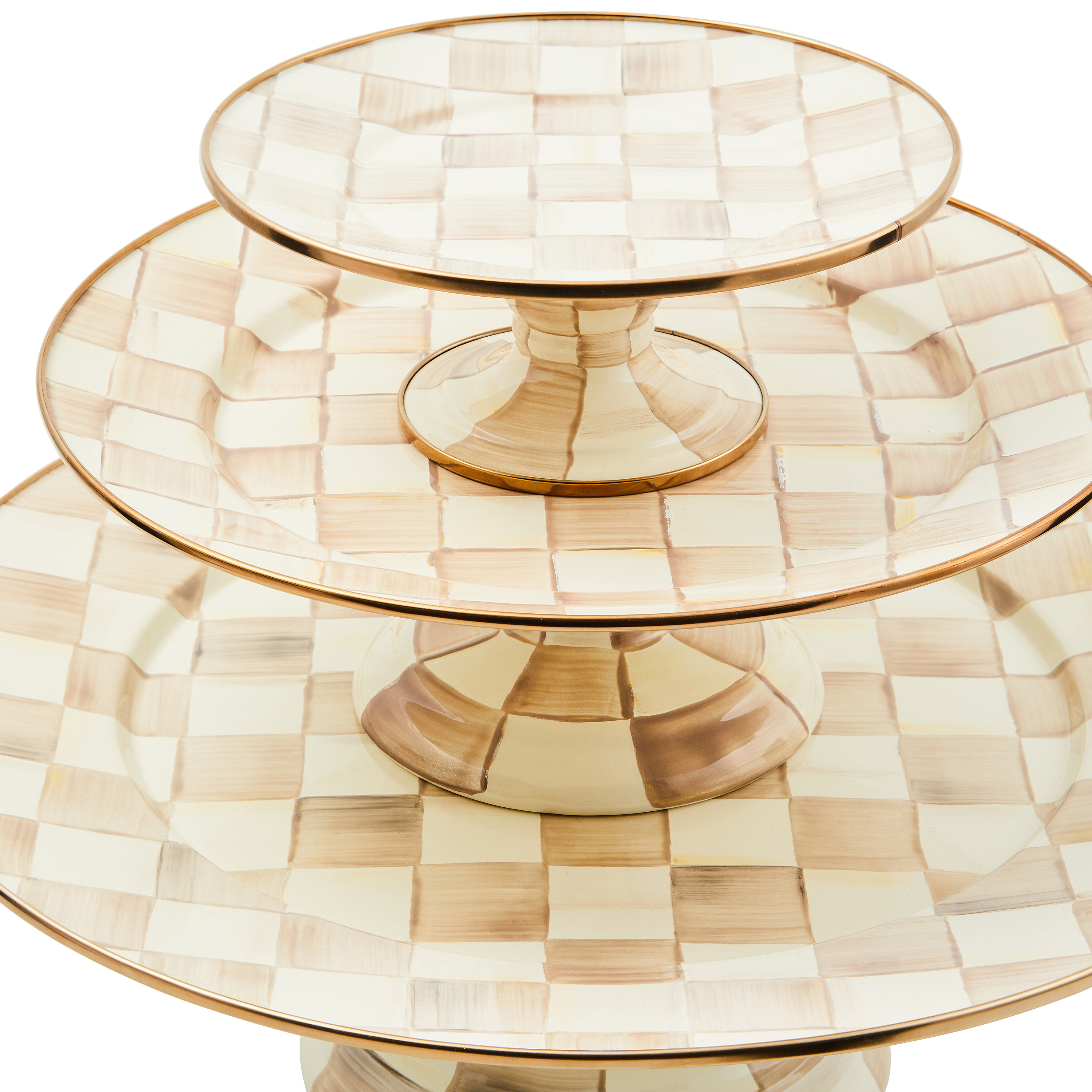 MacKenzie-Childs | Mocha Check Large Pedestal Platter