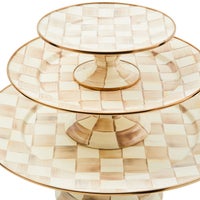 Mocha Check Large Pedestal Platter