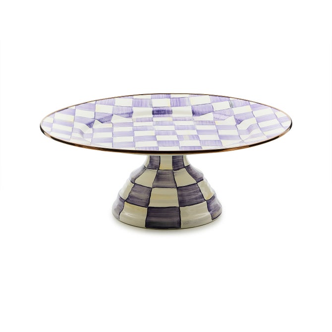 Violet Check Large Pedestal Platter image number 0