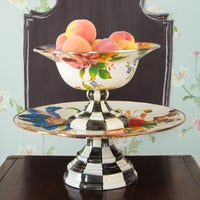 White Flower Market Large Pedestal Platter