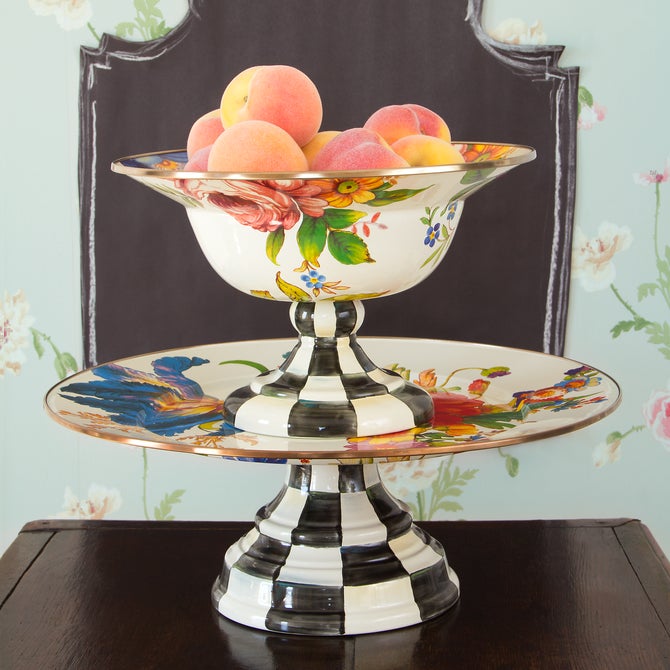MacKenzie-Childs | White Flower Market Large Pedestal Platter