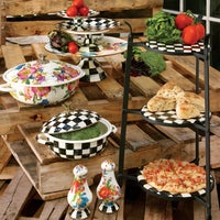 White Flower Market Large Pedestal Platter
