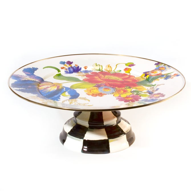 White Flower Market Large Pedestal Platter image number 0