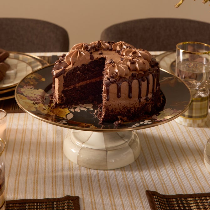 Wild Rose Brown Small Pedestal Platter image number 1