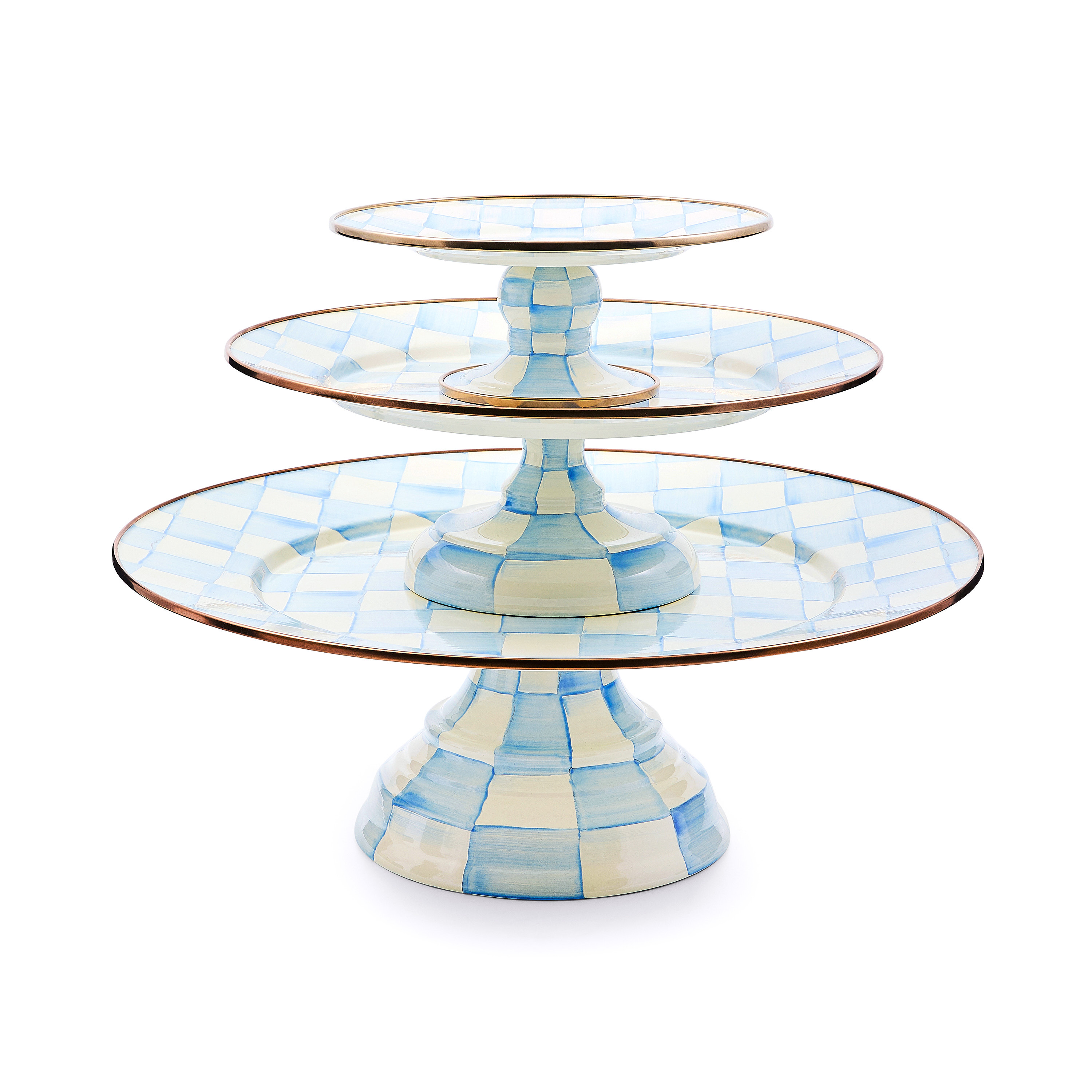 MacKenzie-Childs Sky Check Pedestal Platter