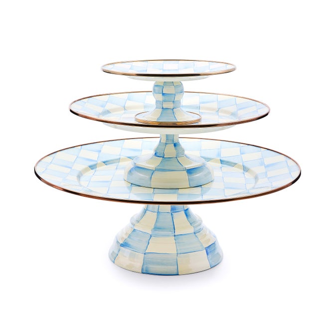 Sky Check Small Pedestal Platter image number 3