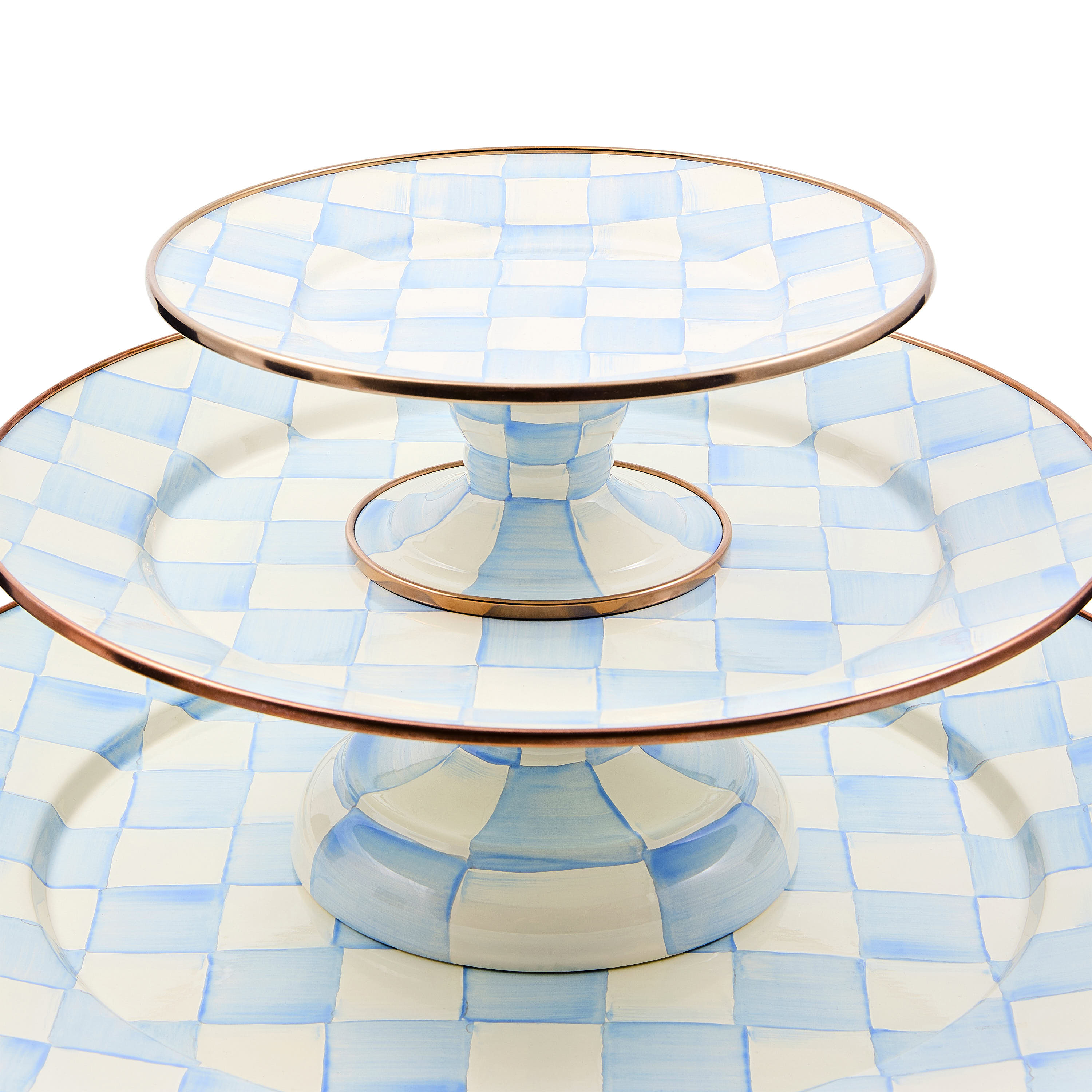 MacKenzie-Childs Sky Check Pedestal Platter - Thumbnail 2
