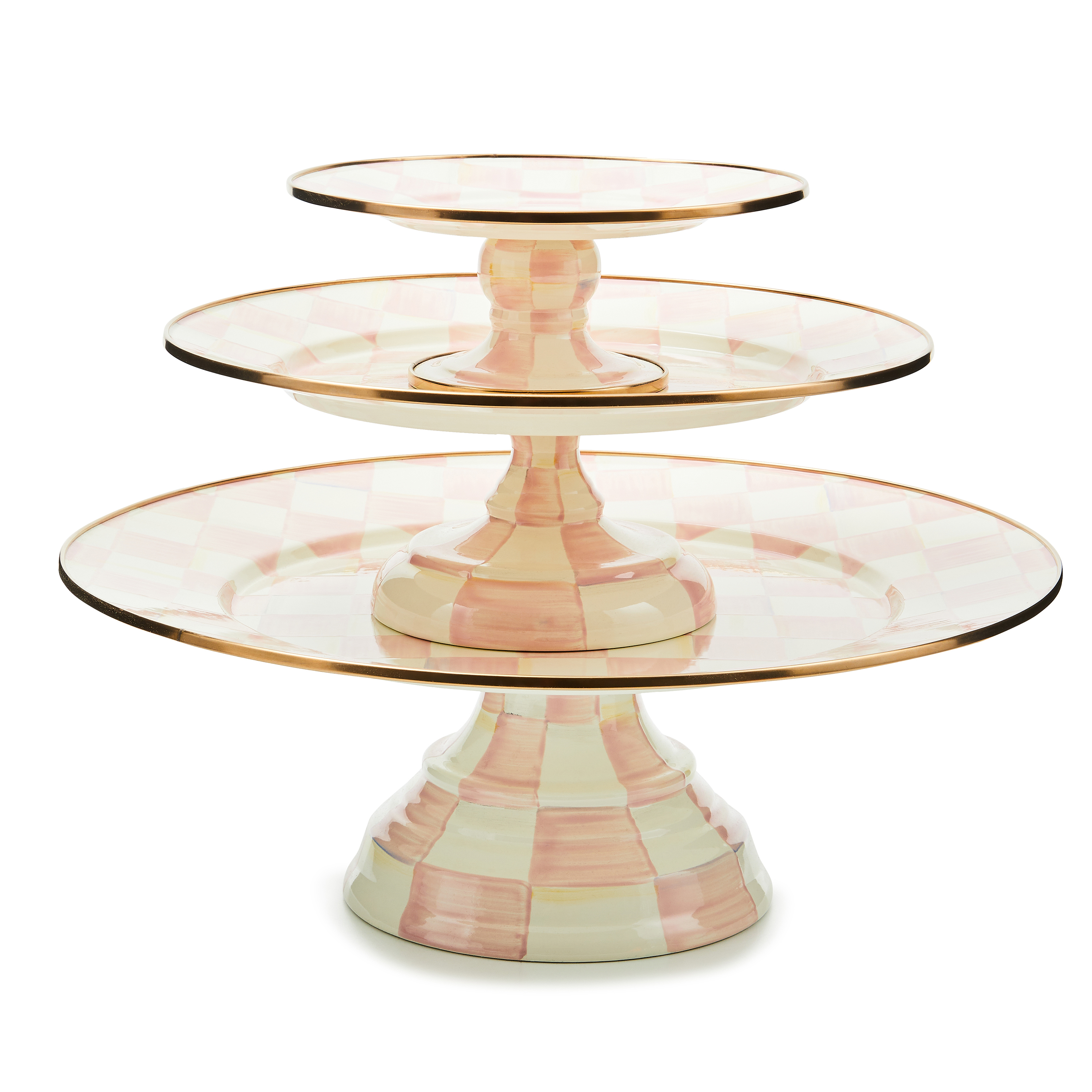 MacKenzie-Childs Rosy Check Pedestal Platter - Thumbnail 2