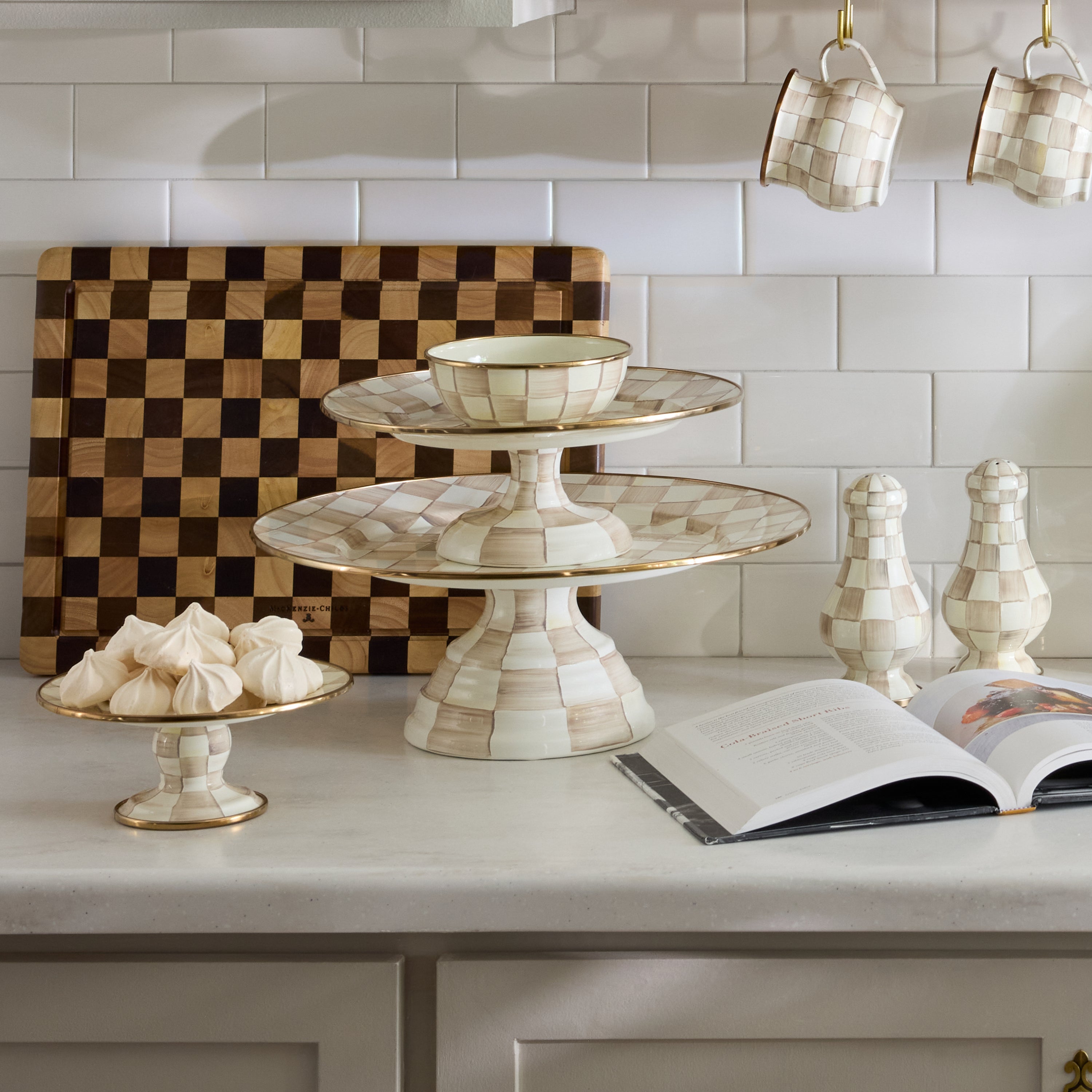 MacKenzie-Childs | Mocha Check Mini Pedestal Platter
