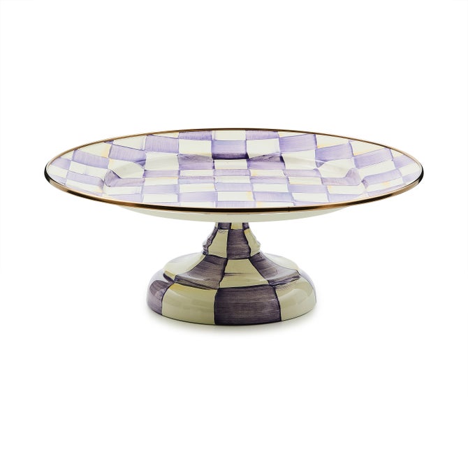 Violet Check Small Pedestal Platter image number 0