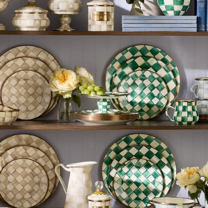 Emerald Check Mini Pedestal Platter image number 6