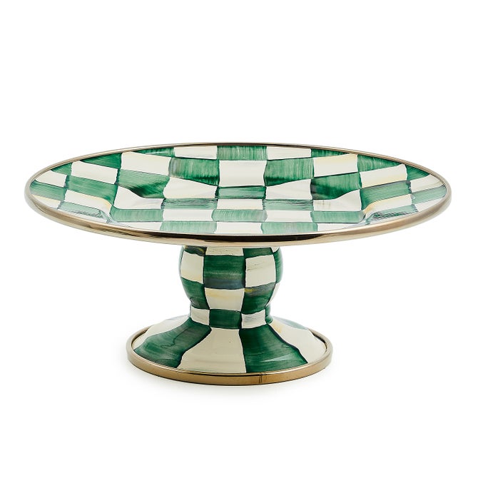 Emerald Check Mini Pedestal Platter image number 0